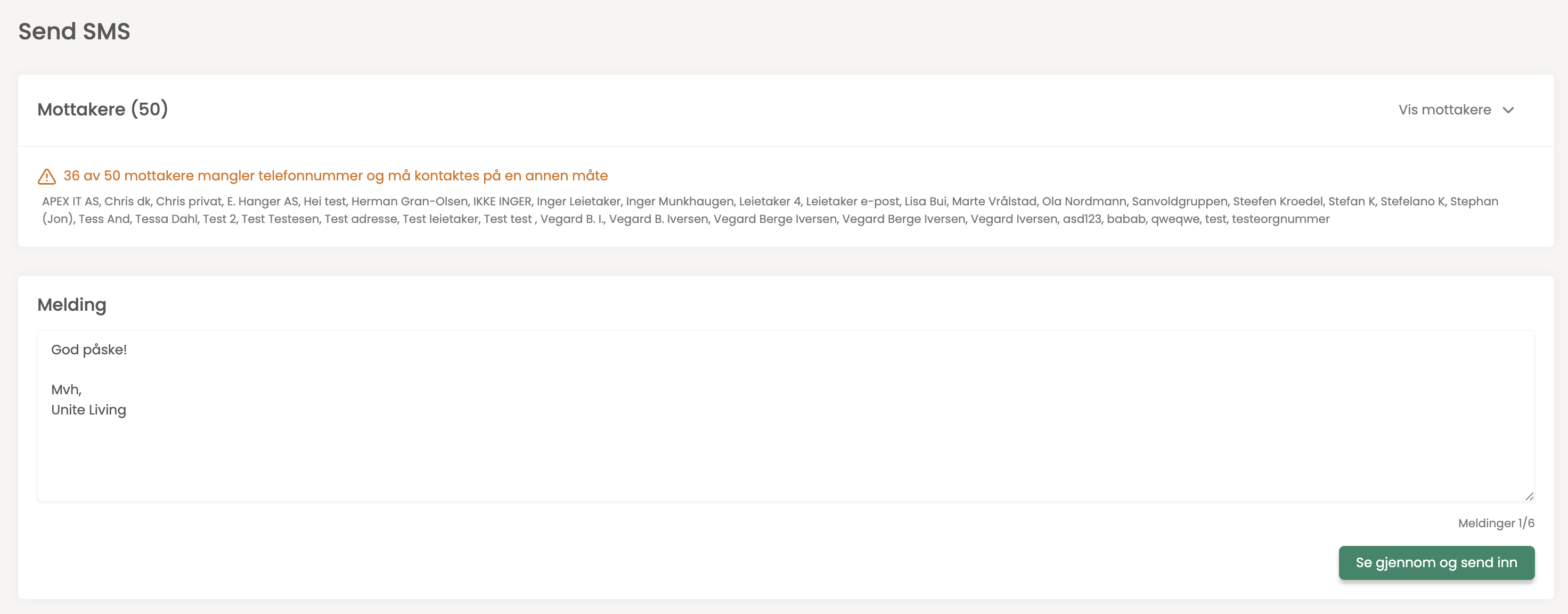 Masseutsendelse sms 1